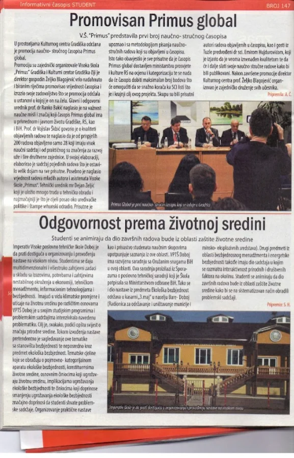 Medijski članak 02 — novinski isječak o VPTŠ Doboj